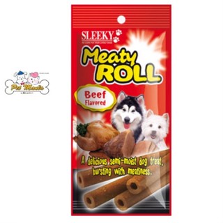 (รสเนื้อ)SLEEKY Meaty Roll ขนมขบเคี้ยวสุนัข 50g