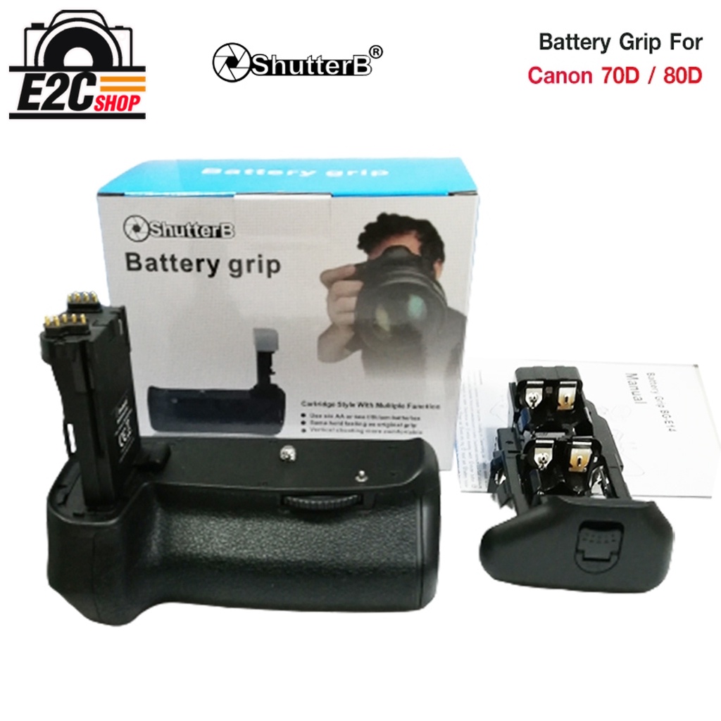 Battery Grip Shutter B รุ่น CANON 80D/70D (BG-E14 Replacement)