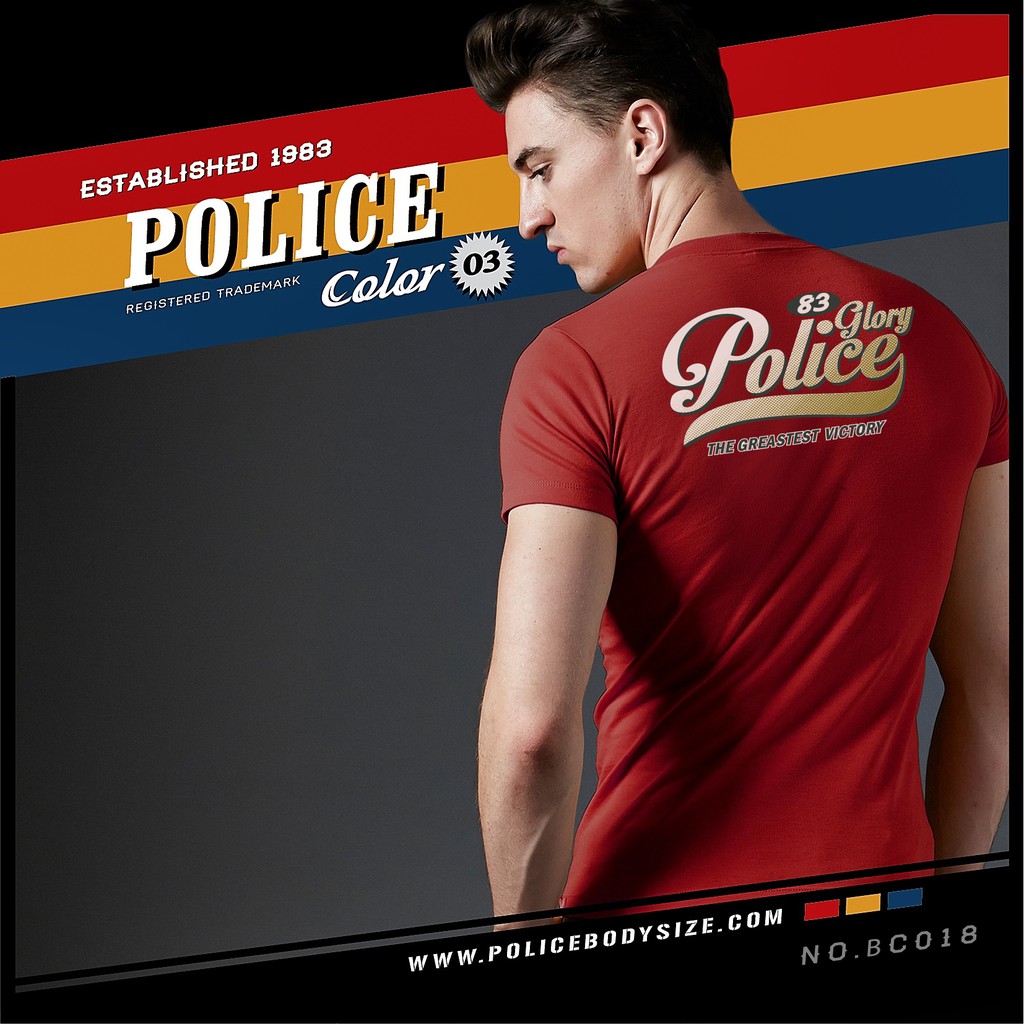 Police Bigsize เสื้อยืดทรงเข้ารูป ใส่ได้ทั้งผู้หญิงและผู้ชาย BC018 — صورة 3