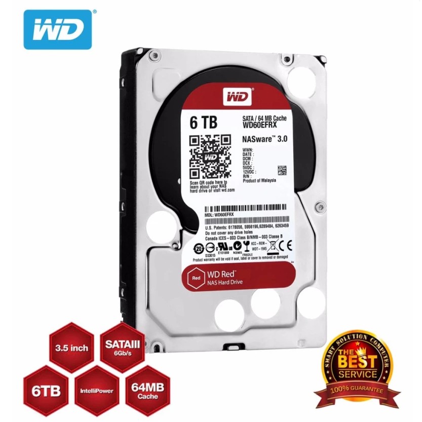 [ลด 159.- โค้ด SMARTM519] WD 6TB Red NAS Hard Drive รุ่น WD60EFRX