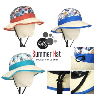 KELLY BUCKET SUMMER HAT หมวกบักเก็ต ลายซัมเมอร์ ปรับไซส์ได้ Size 52-56