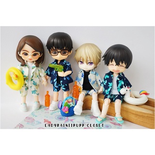 เซ็ตเสื้อเชิ้ต Summer Vol.1 | เสื้อฮาวาย+กางเกง | ชุดสเกล 1:12 | Nendoroid Doll ,OB11 , TozDoll , YMY , PICCODO , DDF