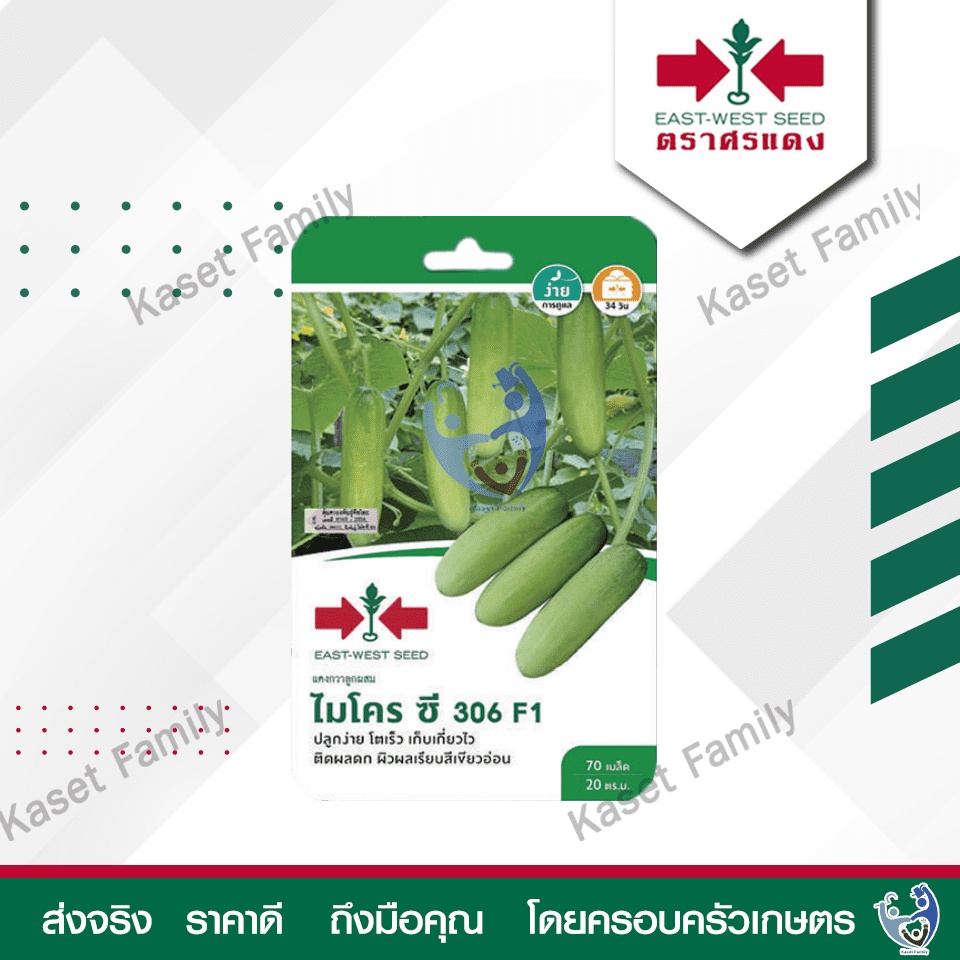ผักซอง แตงกวา ไมโครซี 306 70 เมล็ด เมล็ดแตงกวา ตราศรแดง