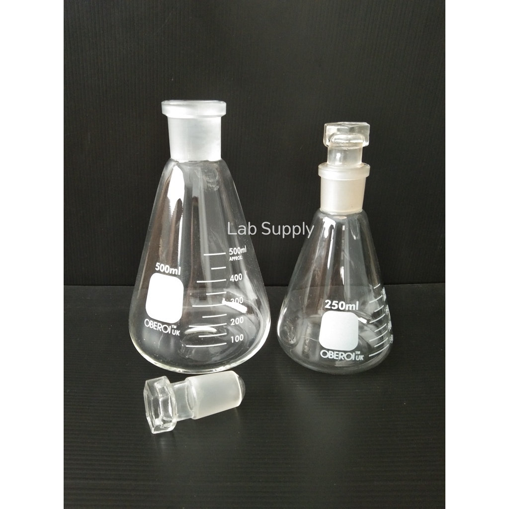 OBEROI/UK_Erlenmeyer Flask Stoppered Cap(Glass Stopper) ขวดรูปชมพู่พร้อมจุกแก้ว