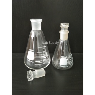 Erlenmeyer Flask stoppered Cap(Glass Stopper) ขวดรูปชมพู่พร้อมจุกแก้ว ยี่ห้อ OBEROI/UK