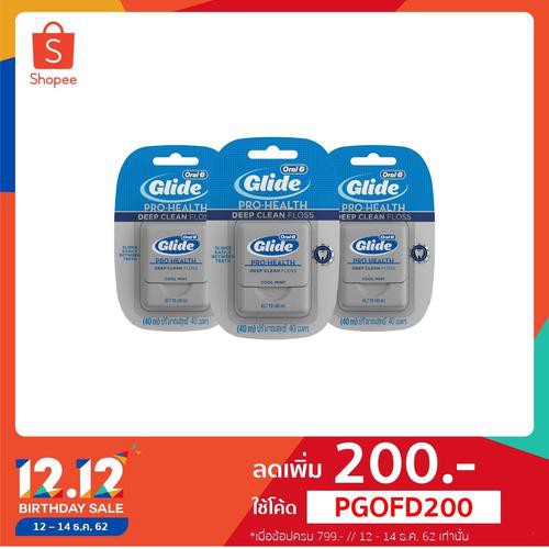 Oral B Glide 48/40M Deep Clean Mint Floss 1X6X8 (3 PCS.) p&g