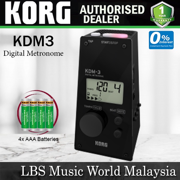 Korg KDM3 Digital Metronome พร้อม 30-252 bpm Tempo Range Black (KDM 3)
