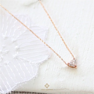 Gems Heritage : จี้เพชรเม็ดเดี่ยว พร้อมสร้อย จี้เพชรทรงหัวใจเพชรแท้น้ำ 100