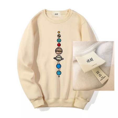 H และ M Sweater Crewneck Nasa Planet Real Pict Cream / Jacket Hoodie Nasa H*M pRIA Women Distro