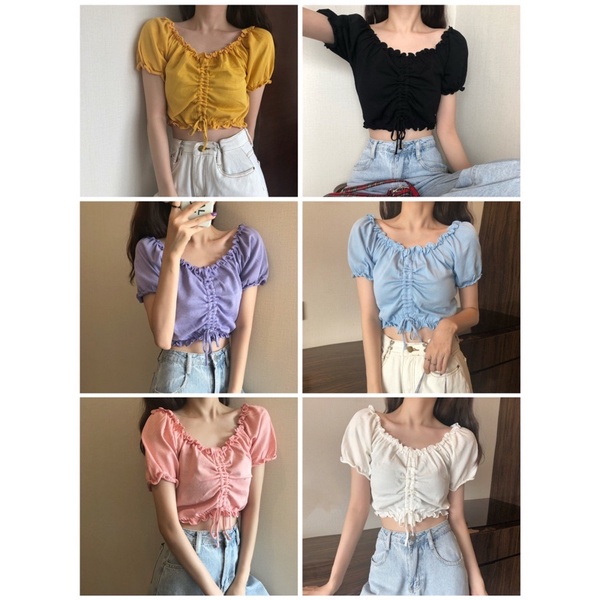 🌟PK House🌟เสื้อครอปแฟชั่น 6 สี