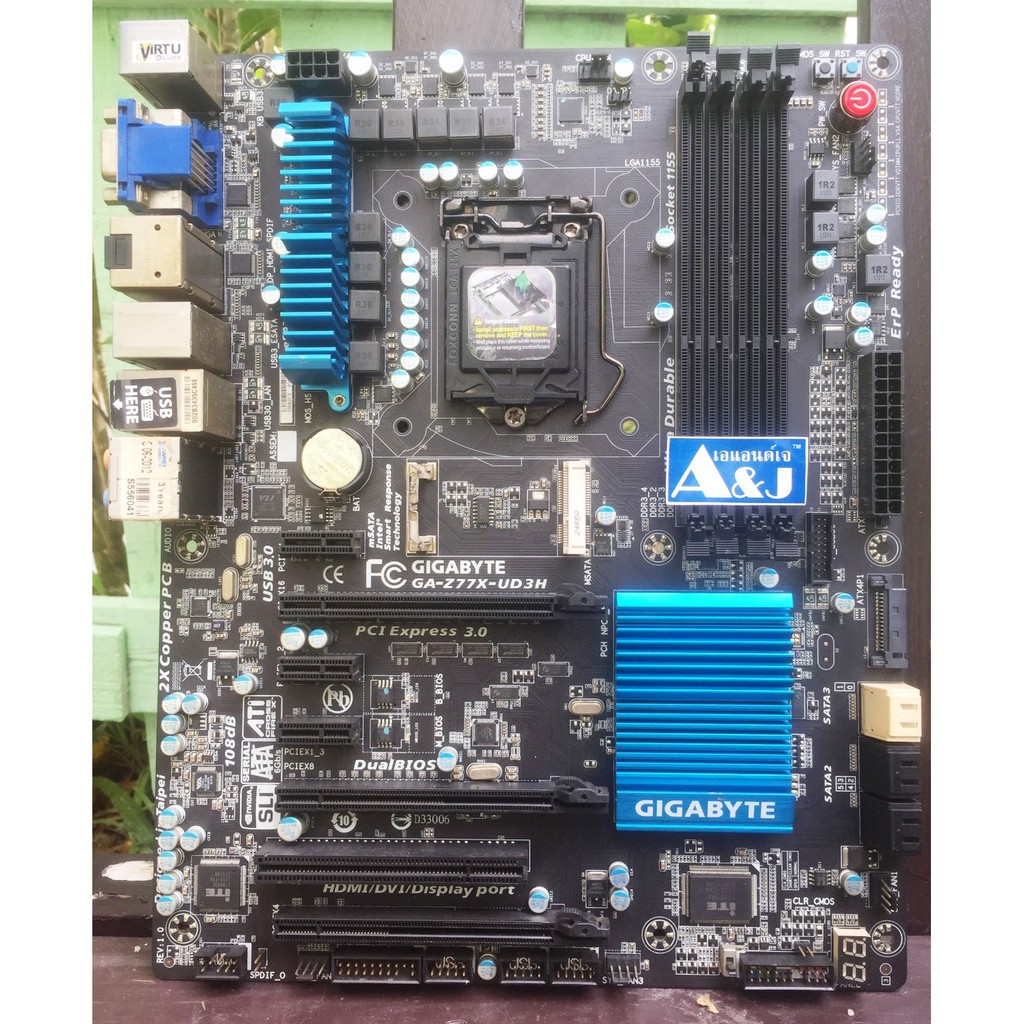 1155 Gigabyte GA-Z77X-UD3H พร้อม Black I/O (ฝาหลัง)