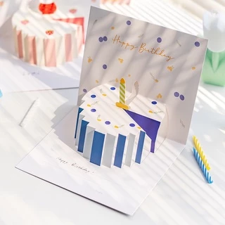 •พร้อมส่ง• การ์ดวันเกิด แบบPop Up มี12ลาย happy birthday card 🍰🍿