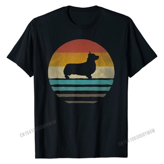 เสื้อยืดเท่ Corgi Dog Retro Vintage 60s 70s 70s Silhouette Breed เสื้อยืดของขวัญตลกเสื้อยืดท็อปส์ซูเสื้อเชิ้ต Rife Cotto