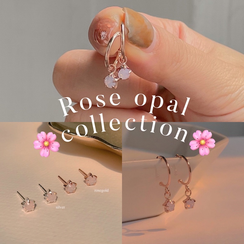 SissyJewelry // ต่างหูเงินแท้ พลอย Swarovski สี Light peach collection