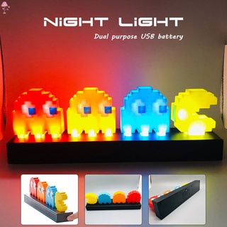 โคมไฟตั้งโต๊ะ Lc Pixel Pac-Man เปลี่ยนสีได้ใช้แบตเตอรี่ Usb/Battery Powered สําหรับตกแต่งบ้าน