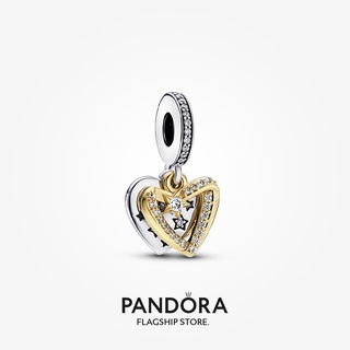 Pandora จี้รูปดาว หัวใจ ชุบทอง 14K ของขวัญวันเกิด สําหรับสุภาพสตรี p615