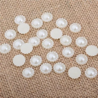 Craft DIY อุปกรณ์เสริม Faux Pearl ดอกไม้ลูกปัด 100 ชิ้นสีขาวงาช้าง Embellishment Pearl ปุ่มเย็บโทรศัพท์มือถืองานแต่งงาน
