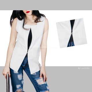 PX002WH Sleeveless Blazer White