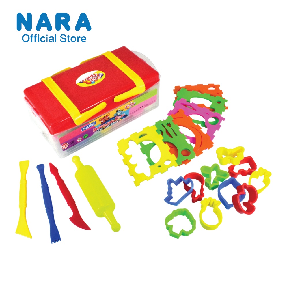 NARA Modelling Clay ดินน้ำมันไร้สารพิษ ขนาด 430 กรัม 8 สี พร้อมเเม่พิมพ์ครบชุด