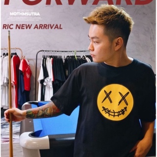 Rickyisclown RIC เสื้อยืดคอกลม แขนสั้น ลายหน้ายิ้ม| Unisex| เสื้อยืดแฟนหนุ่ม| Unisex|เสื้อยืด สําหรับผู้หญิง และผู้ชาย|เ