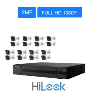 ชุด 16 กล้องวงจรปิด HiLook คมชัด 2 ล้านพิกเซล 1080P กล้องTHC-B120จำนวน16ตัว เครื่องบันทึกDVR-216G-F1 DVR 16 CH จำนวน1ตัว