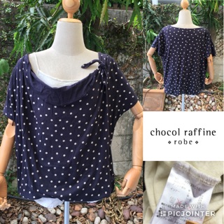 2sis1bro แบรนด์แท้ Chacol Raffine Robe เสื้อครอปท็อป ตัวหลวม ลายจุด มือสอง พร้อมส่ง sz F