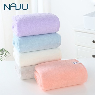 Naju ผ้าขนหนู ผ้าเช็ดตัว cotton100%  ผ้าขนหนูผืนใหญ่ ผ้าเช็ดผม สีเทา ผ้าขนหนูแบบหนานุ่ม สีพื้น ผ้าขนหนู35*75 74*140