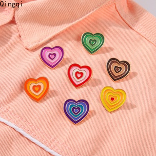 7 Style Gradient Enamel Pins Red Yellow Green Pink Heart Rainbow  Brooch Lapel Badge Bag Fashion Jewelry Gift for Friend