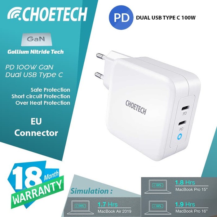 COETECH PD6008 PD 100W GAN Dual USB Type C Charger
