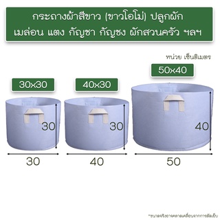 กระถางผ้าสีขาว กระถางปลูกผัก กระถางต้นไม้ ไซส์ใหญ่ กระถางต้นไม้ผ้า