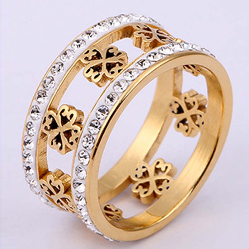 แหวนเหล็กไทเทเนียม ประดับเพชร หรูหรา ระดับไฮเอนด์ สไตล์ยุโรป และอเมริกา