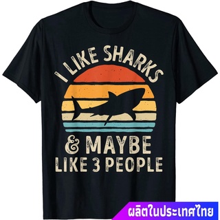 เสื้อยืดสีพื้น I Like Sharks And Maybe 3 People Funny Shark Lover Gifts Men T-Shirt discount Tokyo Olympics