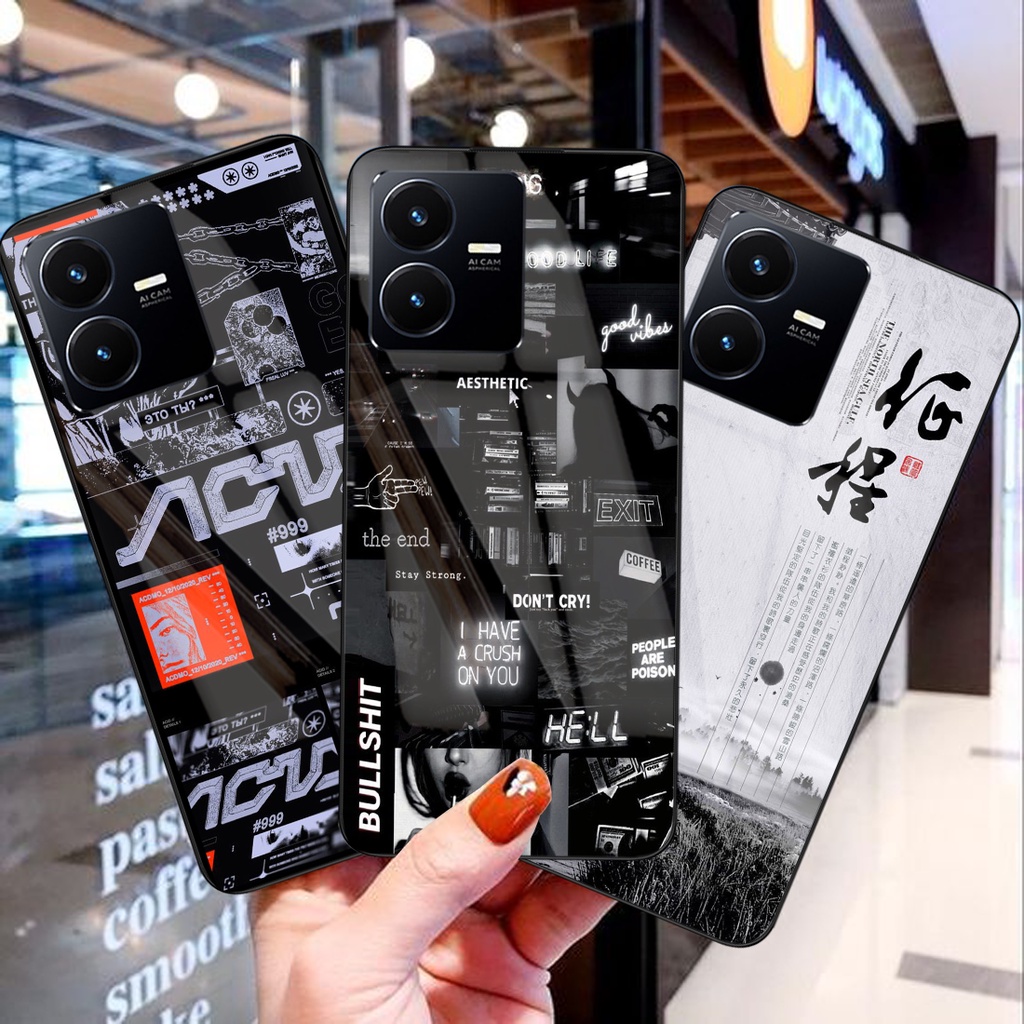 Softcase Glass Kaca AESTHETIC [SF80] VIVO Y22/Y22S 2022 เคสโทรศัพท์มือถือล่าสุด - ตัวป้องกันโทรศัพท์