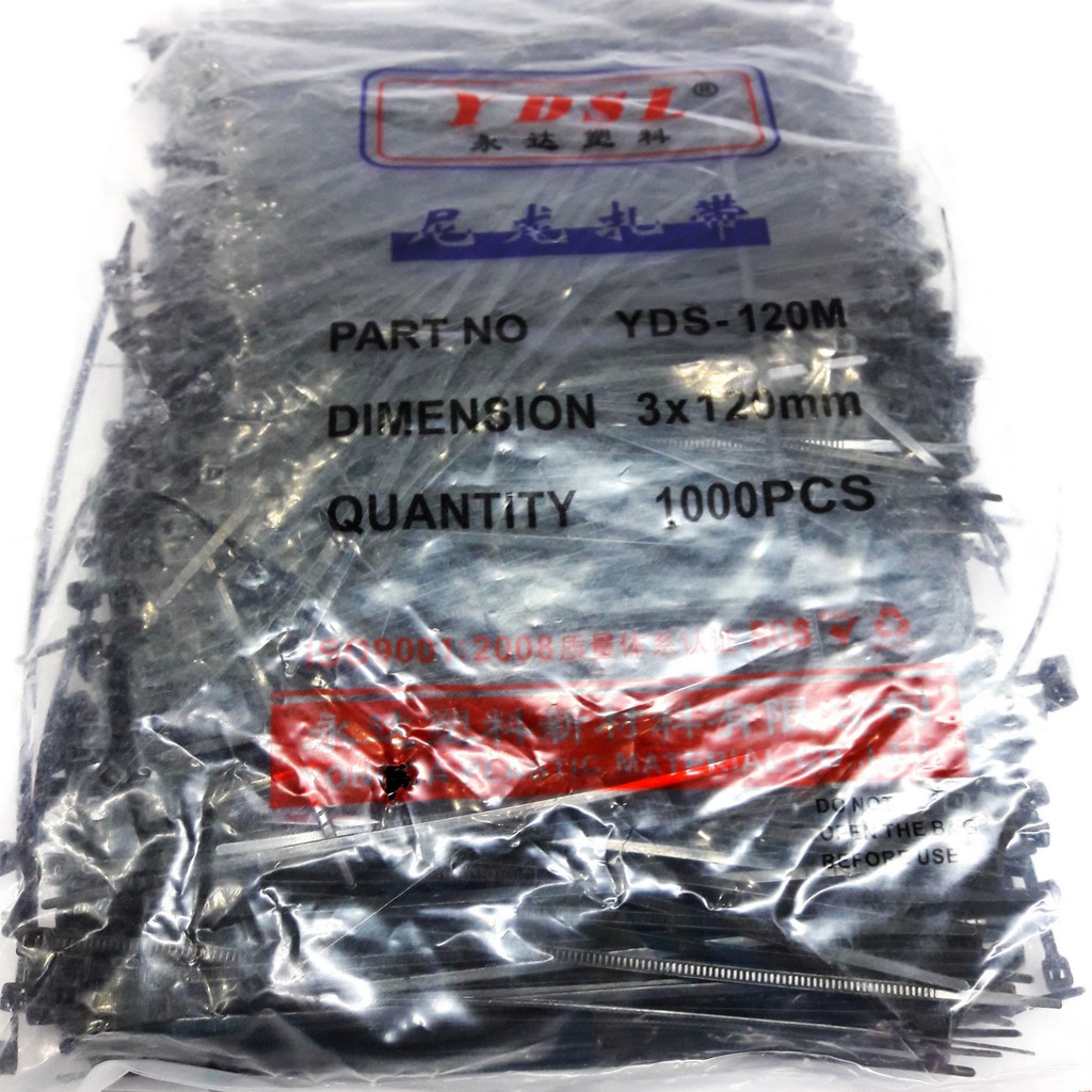 สายรัดเคเบิ้ลไทร์ Cable tie (ยาว 8 นิ้ว) 4X200mm (สีดำ) 500PCS.