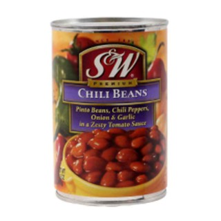 S&amp;W Beans Chili Bean In Zesty Tomato Sauce 439 g.เอสแอนด์ดับบลิวถั่วลิสงในซอสมะเขือเทศ 439 กรัม อาหารกระป๋อง