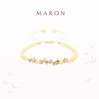 MARON - My Nine Lucky Stars Bracelet with Honey Calcite (เชือกถัก) สร้อยข้อมือดาวนพเก้า [แคลไซต์น้ำผึ้ง] เงินแท้