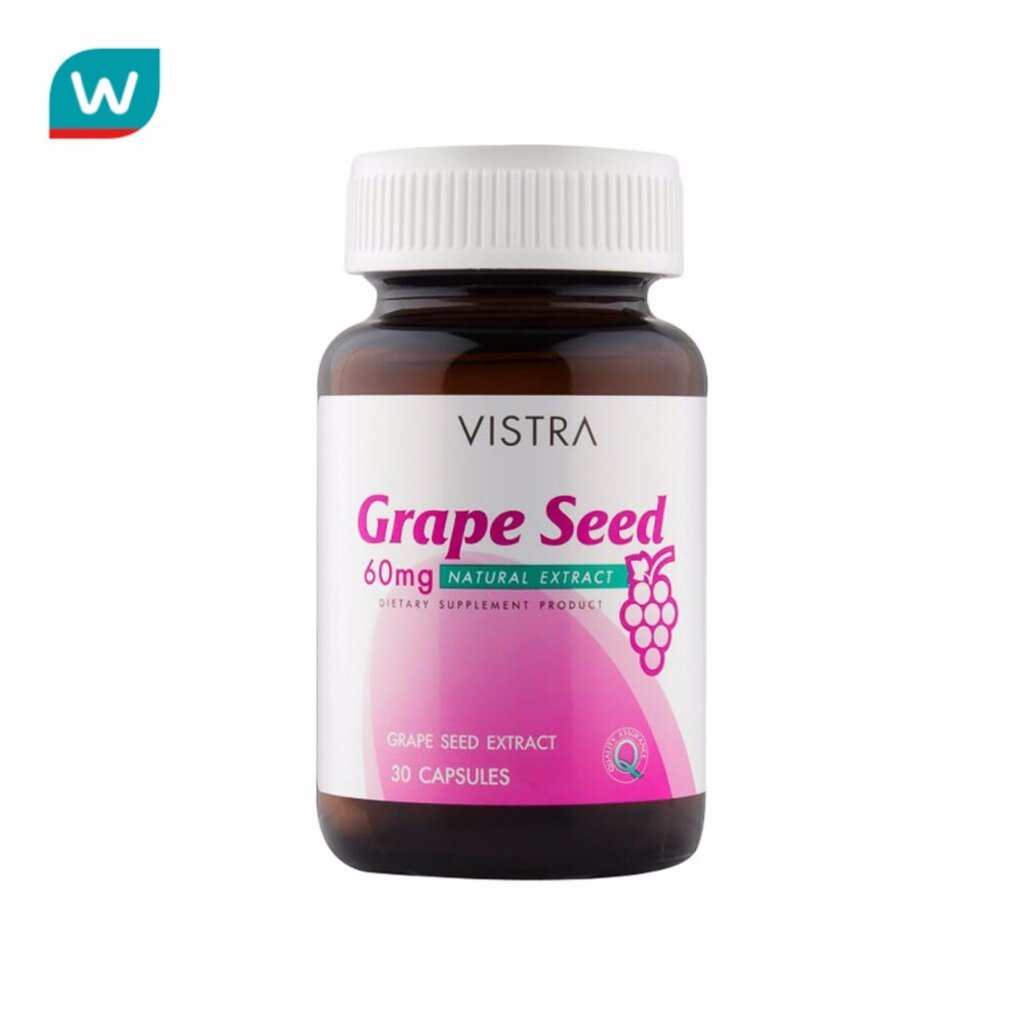 Vistra ผลิตภัณฑ์เสริมอาหาร Vistra Grape Seed วิสทร้าสารสกัดจากเมล็ดองุ่น 60 มก. 30 แคปซูล
