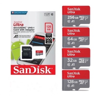 Sandisk Ultra microSD Card ความเร็ว 100MB/s ความจุ 32GB 64GB 128GB 256GB 512GB Class10 A1เมมโมรี่การ์ด การ์ดหน่วยความจำ