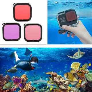 ฟิลเตอร์เลนส์กล้องดําน้ํา สีแดง สีชมพู สีม่วง อุปกรณ์เสริม สําหรับ GoPro Hero 8