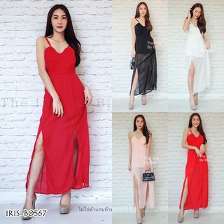 Mix Dress สายเดี่ยว แต่งระบายชีฟอง [B0567]