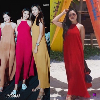 👗Pfashion [ส่งไว!!🚛] P9086 Maxi Dress เดรสยาวอัดพีท Maxi Dress Long pleated dress