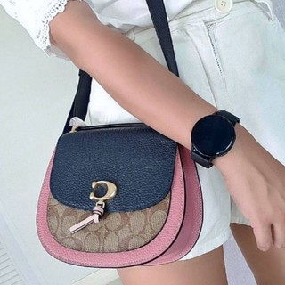 🎀 (สด-ผ่อน) กระเป๋าสะพาย งาน shop COACH 2316 REMI SADDLE BAG IN COLORBLOCK SIGNATURE CANVAS