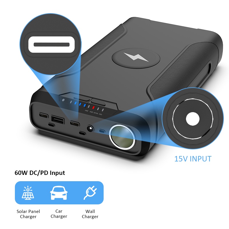 พาวเวอร์แบงค์เคลื่อนที่℗△PD 60W 72000mAh 266Wh DC 12V16.5V 19V 20V 24V 1A 2A 3A 3.5A 4A CPAP Battery Backup Power Supply #7