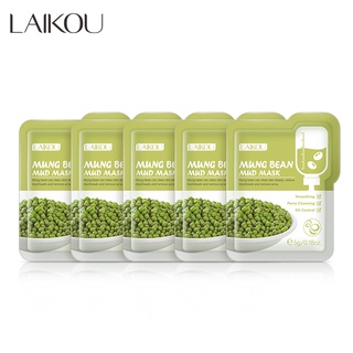 Laikou Mung Bean Deep Cleansing มาส์กโคลนสําหรับทําความสะอาดผิวหน้าอย่างล้ําลึก 5ชิ้น x 5กรัม.