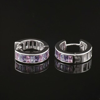 Suvani Jewelry - Silver 925% CZ Rows Hoop ต่างหูเงินฝังเพชร cz สวยหรู ดูแพง ใส่ได้ทุกโอกาส