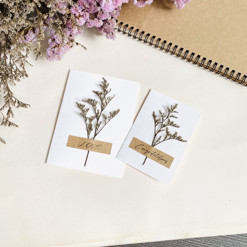 𝓁𝒾𝓁𝒾 ☆ การ์ดอวยพร ดอกไม้แห้ง : แคสเปีย มี 2 size Dry Flower Card