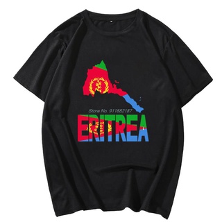 เสื้ เสื้อยืดแขนสั้น พิมพ์ลายธงชาติแอฟริกา LYZH Eritrea map แนวสตรีท เหมาะกับฤดูร้อน สําหรับผู้ชาย และผู้หญิง มีสีดํา สี