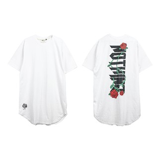 เสื้อยืด แนวสตรีท GRIMYTH GM-TEE-125 NOTHING ROSE WHITE LONG TEE