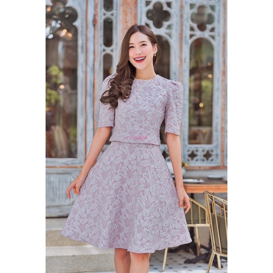 ชุดกระโปรงผ้าแจคการ์ด XS OMESHOP