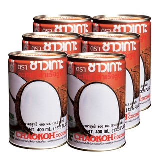 🔥The Best!! ชาวเกาะ กะทิกระป๋อง 100% ฝาดึง 400 มิลลิลิตร x 6 กระป๋อง Chaokoh Coconut Milk Can 400 ml x 6 Cans